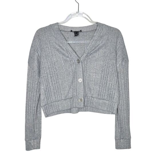 Streetwear Society Grey Button Oversized Cropped Sweater Womens SZ SM Academia - Picture 1 of 4